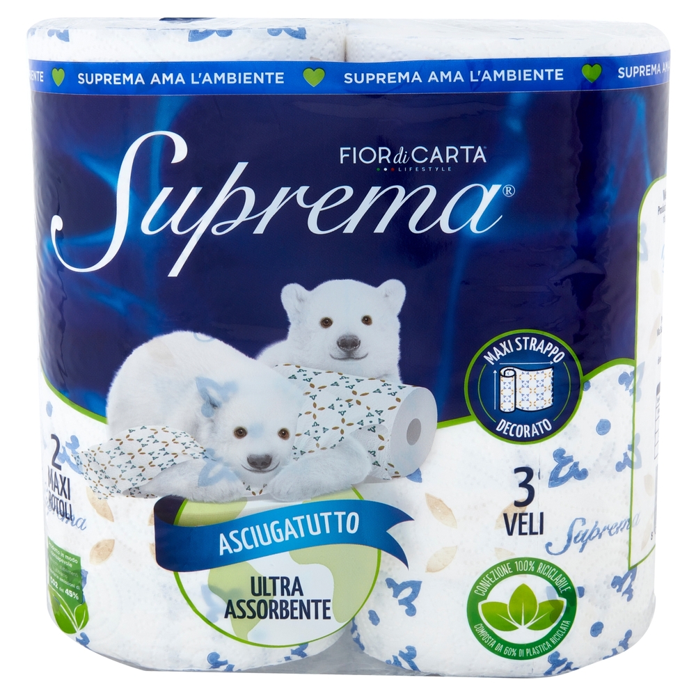 Fior di Carta Lifestyle Suprema Asciugatutto Ultra Assorbente 3 Veli Maxi Rotoli 2 pz